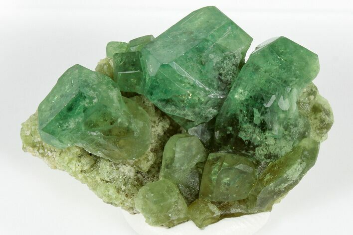 Gemmy Green Demantoid Garnet Cluster - Madagascar #351956
